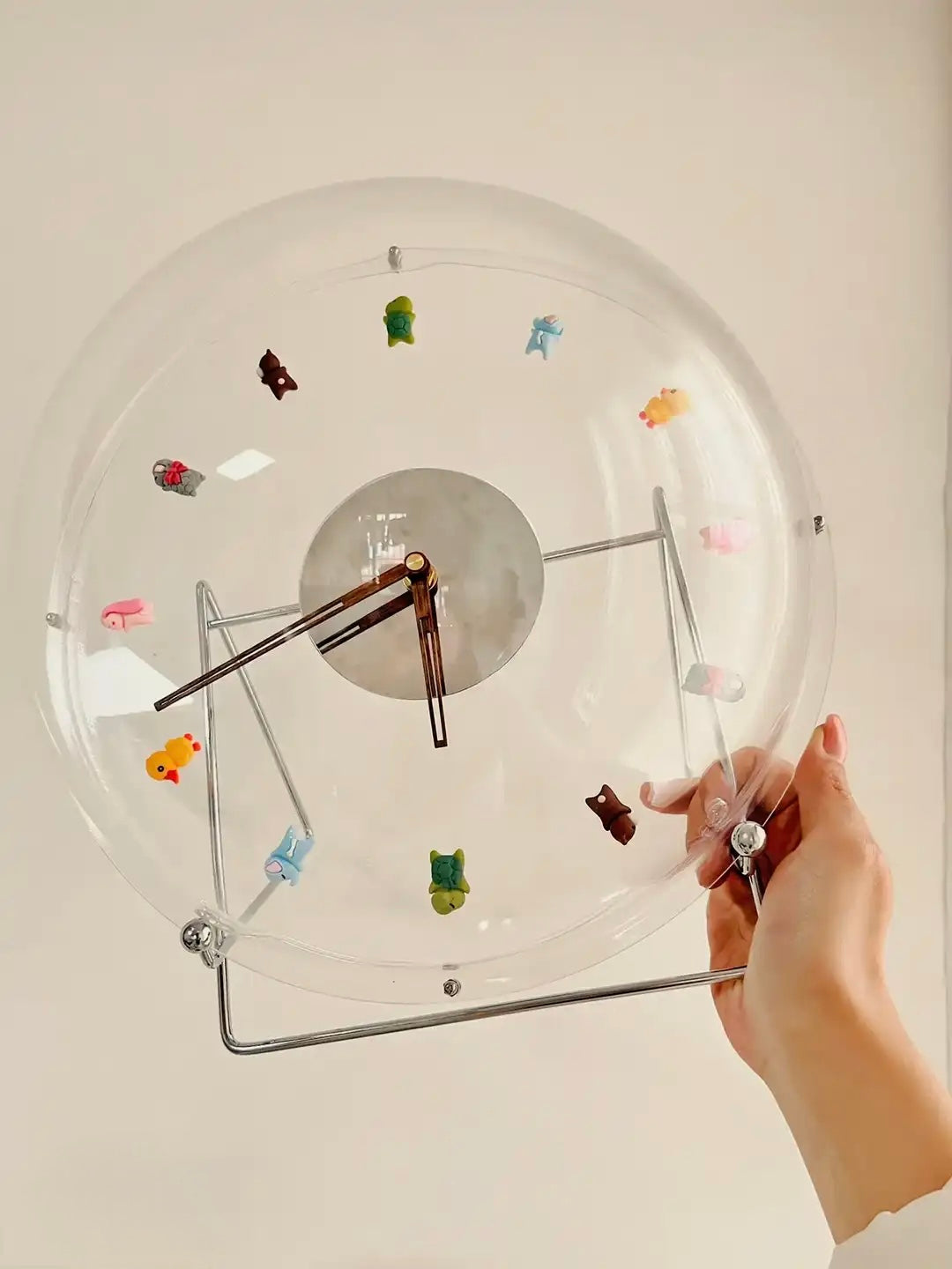 Animal Ornaments Clock - Transparent Hour Hand Wall & Shelf Timepiece
