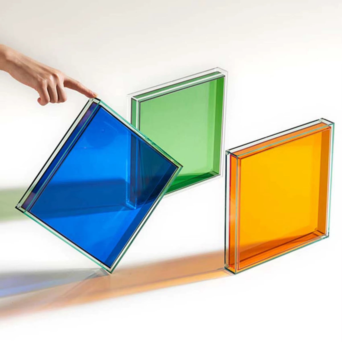 Colorful Acrylic Serving Tray Square Decorative Home Storage Tray