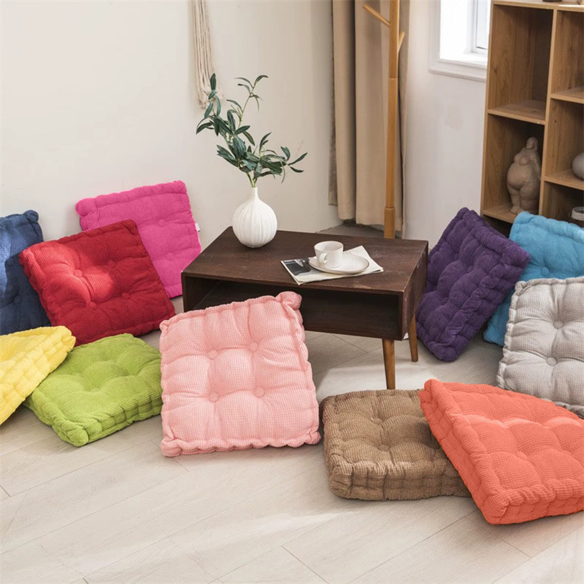 Square Floor Cushion Tufted Meditation Seat Pad 40x40cm
