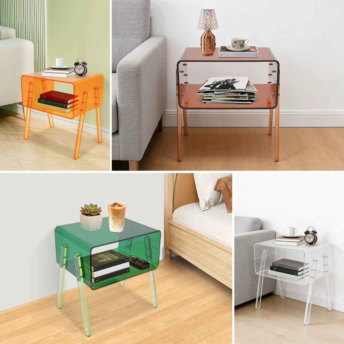 Clear Acrylic Side Table Modern Minimalist Nightstand End Table