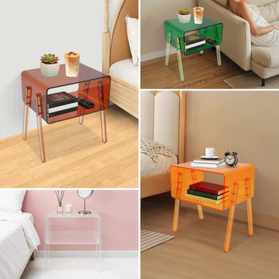 Clear Acrylic Side Table Modern Minimalist Nightstand End Table