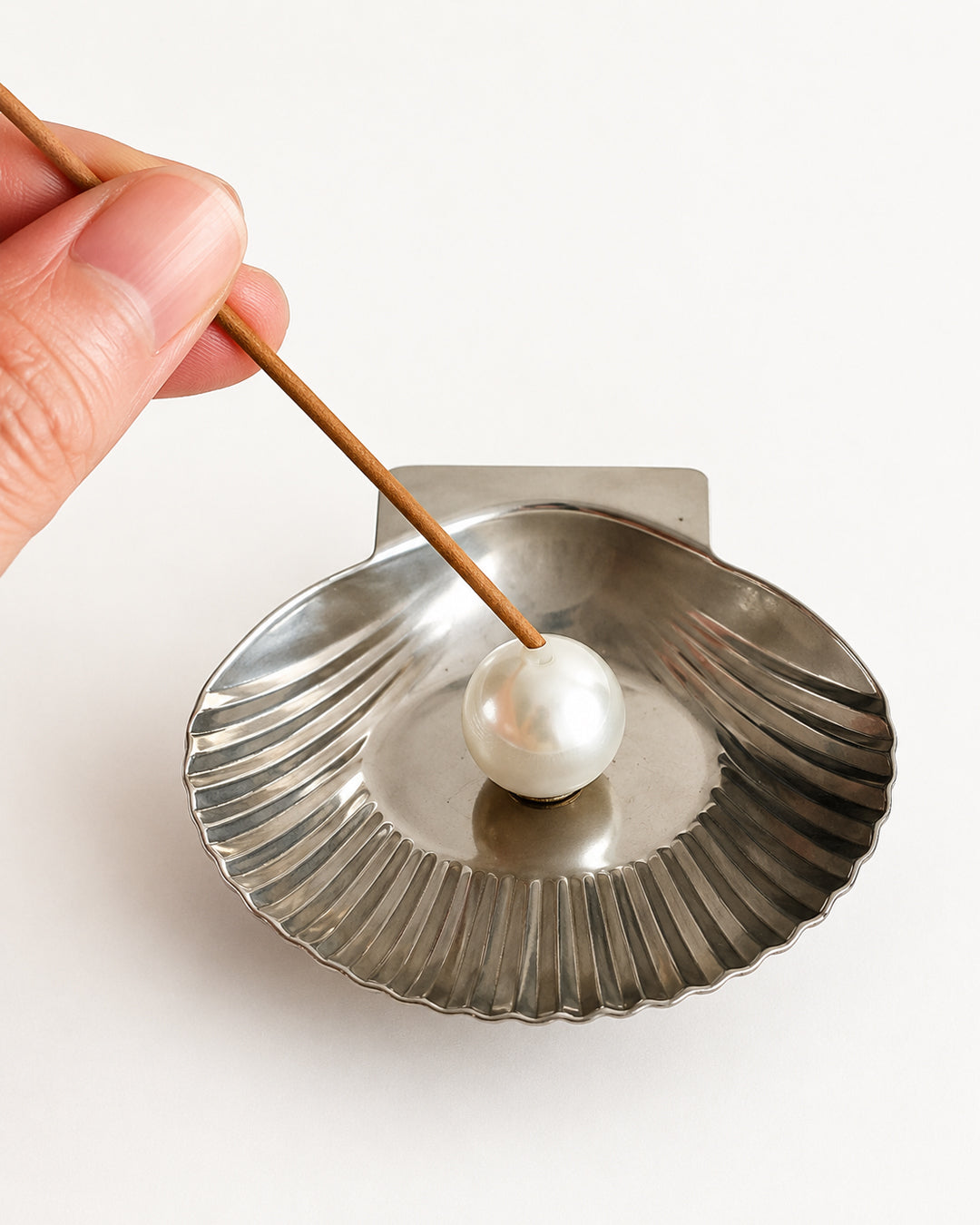 scallop shell incense holder top view photo showing ash catcher bowl