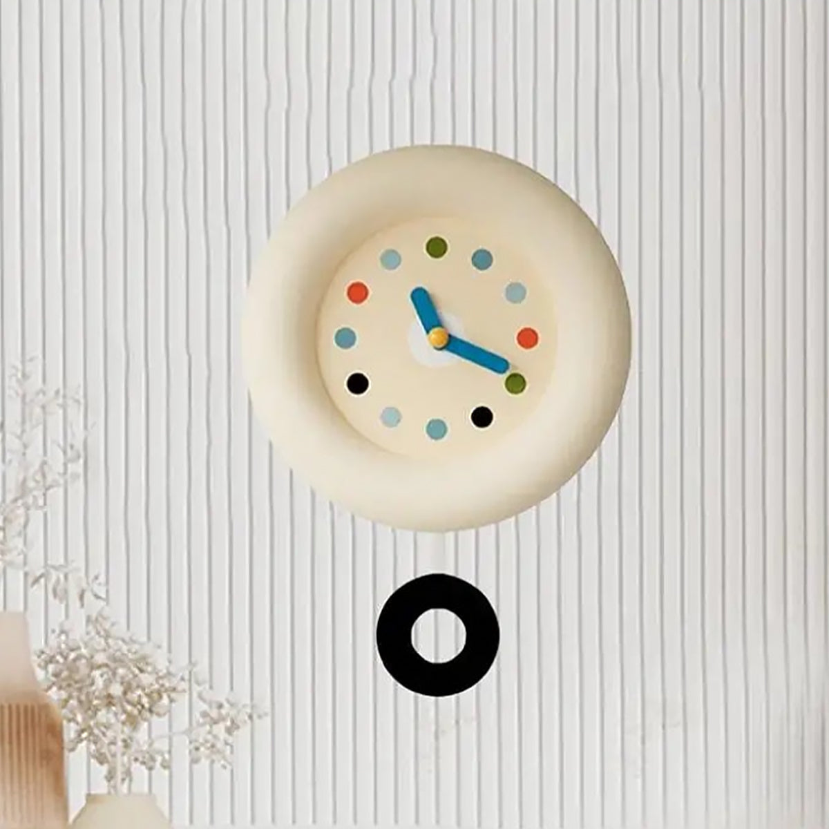 Minimalist Wall Clock – Modern Beige Pendulum Quartz ABS