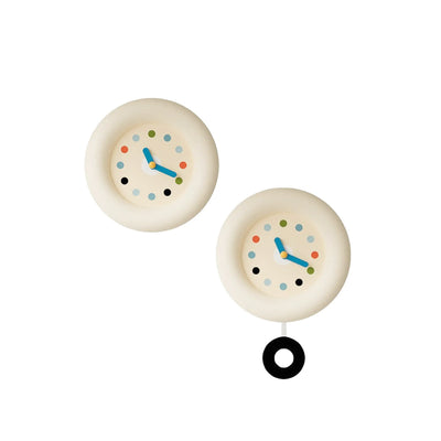 Minimalist Wall Clock – Modern Beige Pendulum Quartz ABS