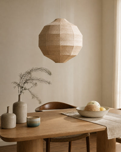 Side profile of irregular globe shade pendant light