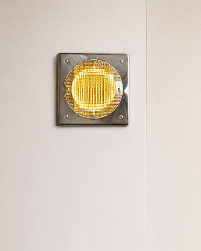 industrial wall light exposed corner screw detail shot