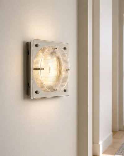 bauhaus grid wall sconce back view showing mounting plate