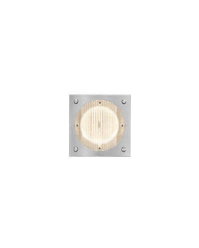 bauhaus square porthole wall sconce in stainless steel and acrylic - front view product photo