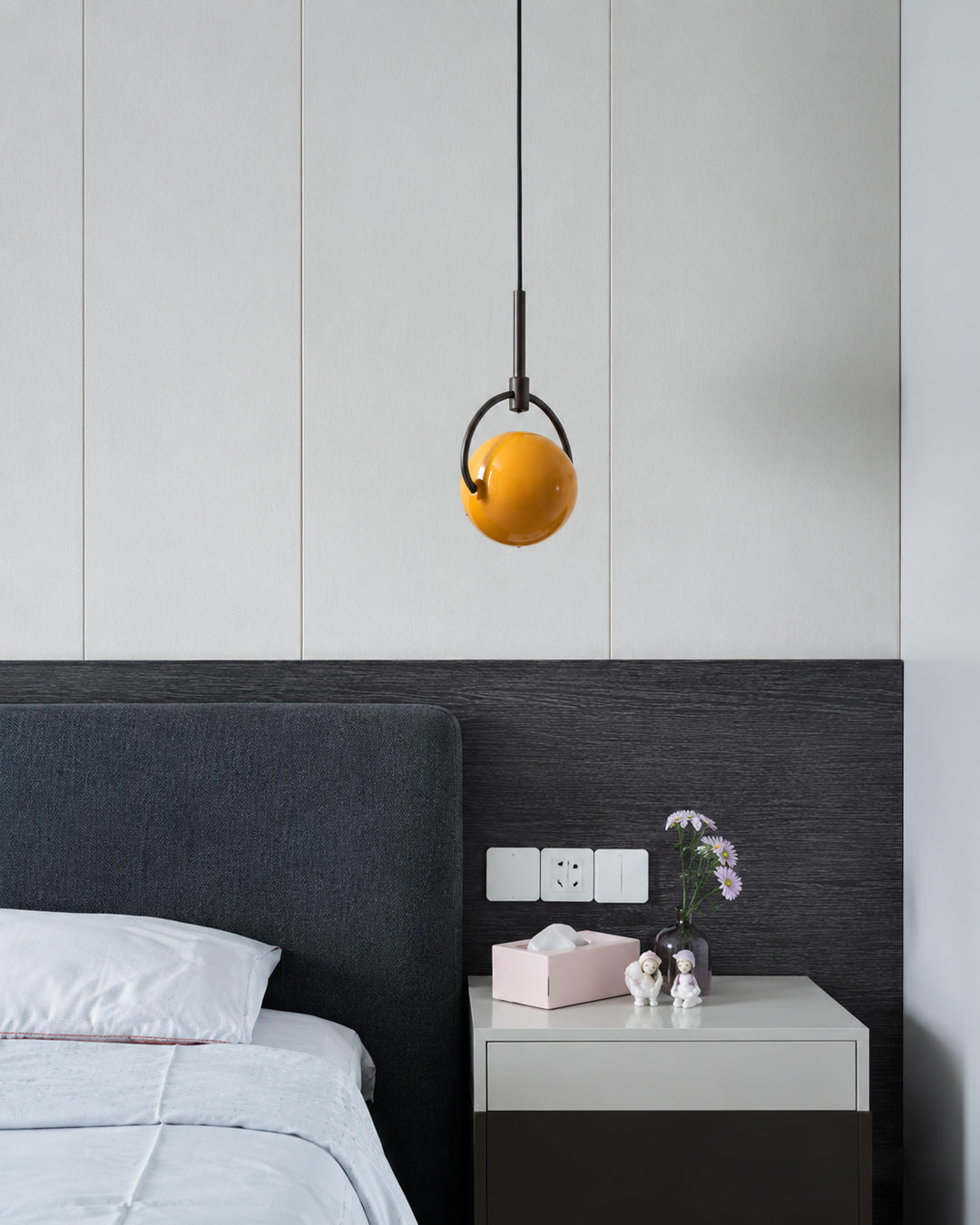 pendant light size reference photo next to everyday objects