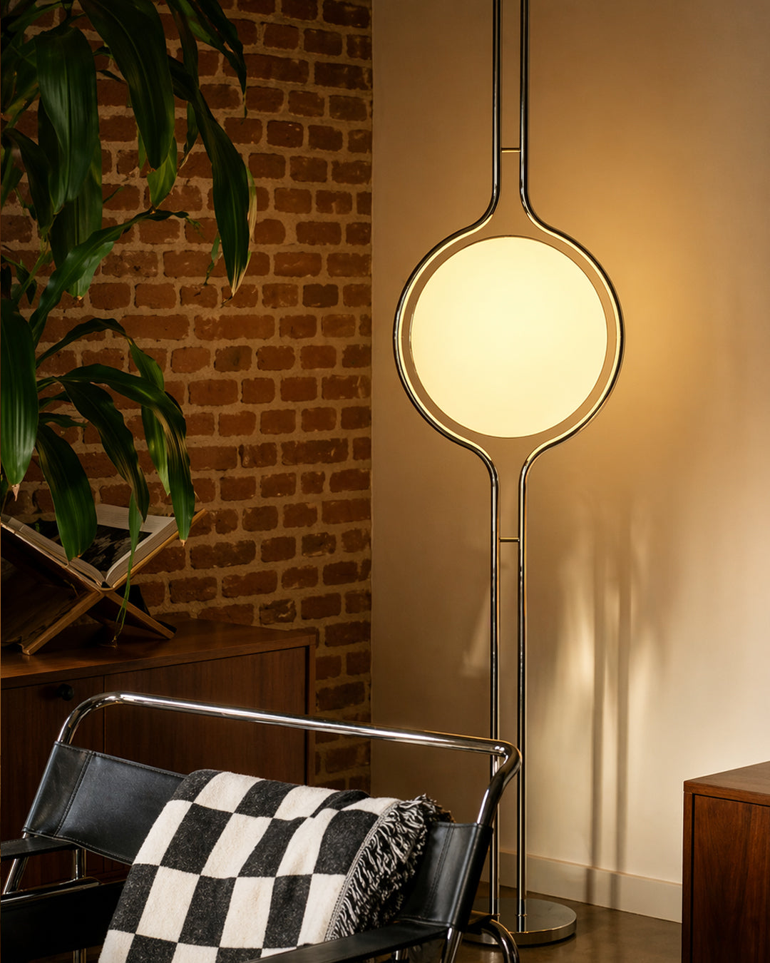 Close-up of frosted acrylic globe shade