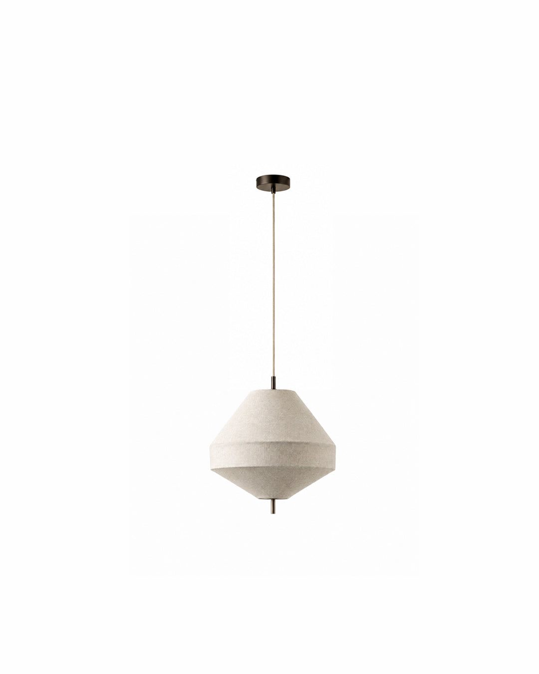 Size B linen panelled pendant light, front view