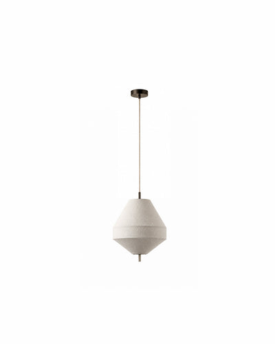 Size A linen panelled pendant light, front view