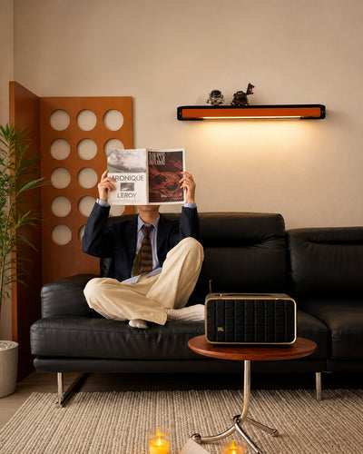 Wall lamp illuminated in warm color temperature