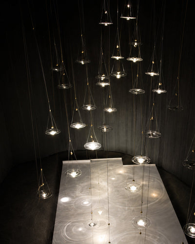 Ripple glass pendant light in a living room setting