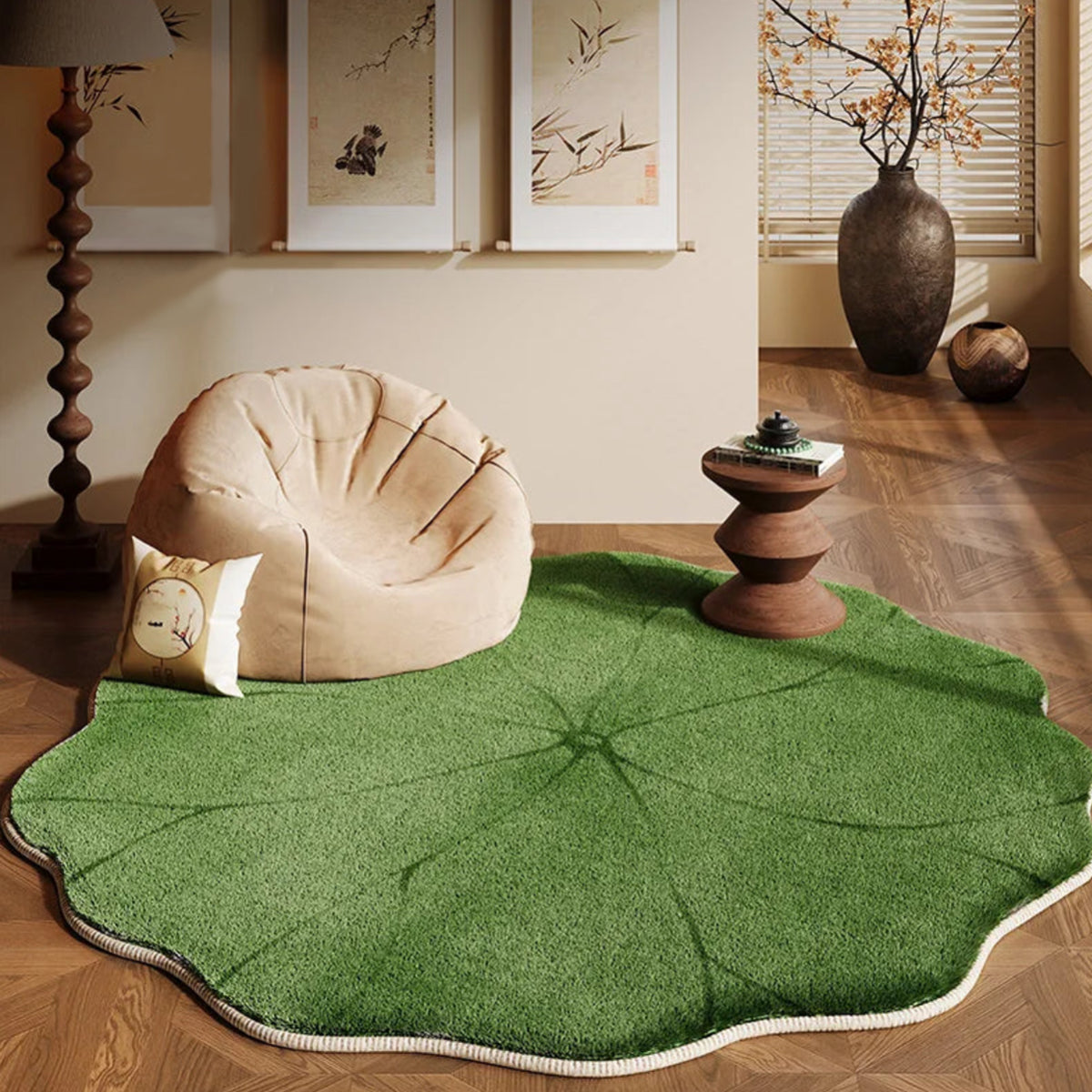 Lotus Leaves Rug - Round Plush Soft Floor Mat