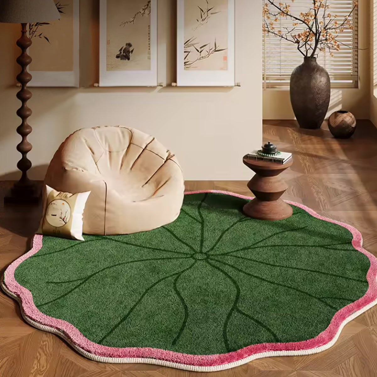 Lotus Leaves Rug - Round Plush Soft Floor Mat