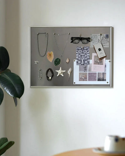 Close-up of magnetic hardware on display board
