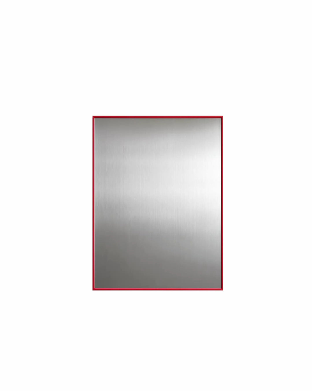 Red frame magnetic steel display board, front view