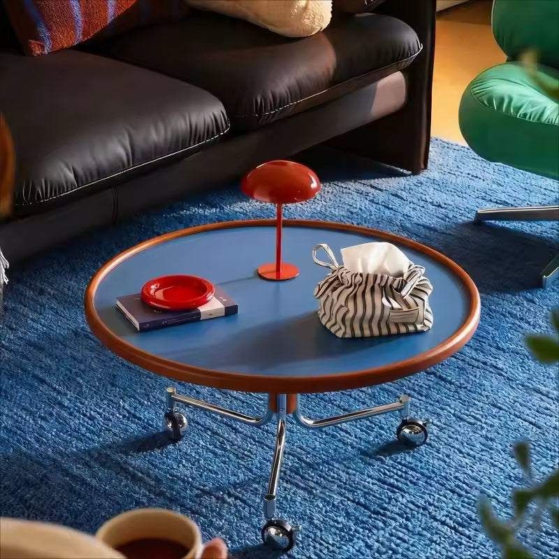 minimalist round mobile coffee table for modern living room