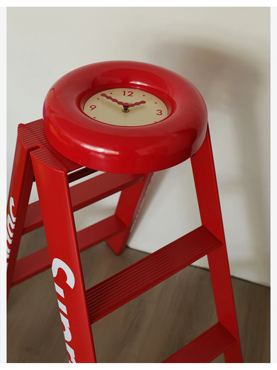 minimalist round wall clock red aesthetic