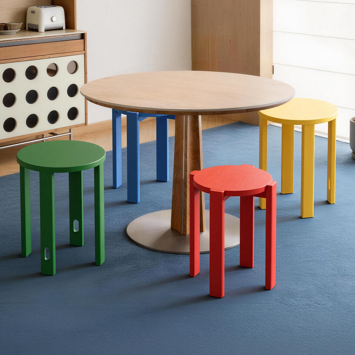 minimalist stackable wood stools for small apartments