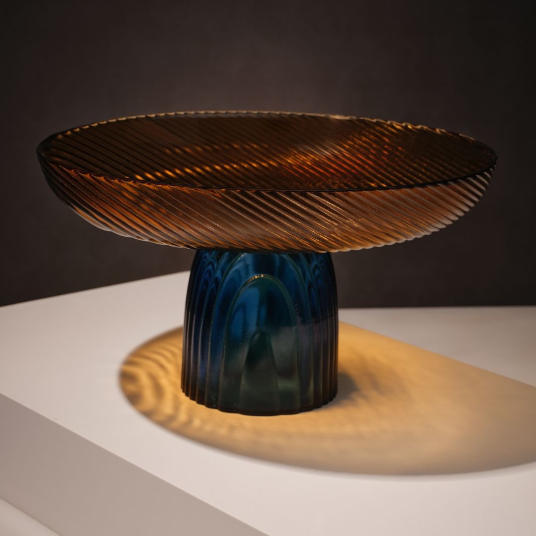 modern sculptural glass centerpiece