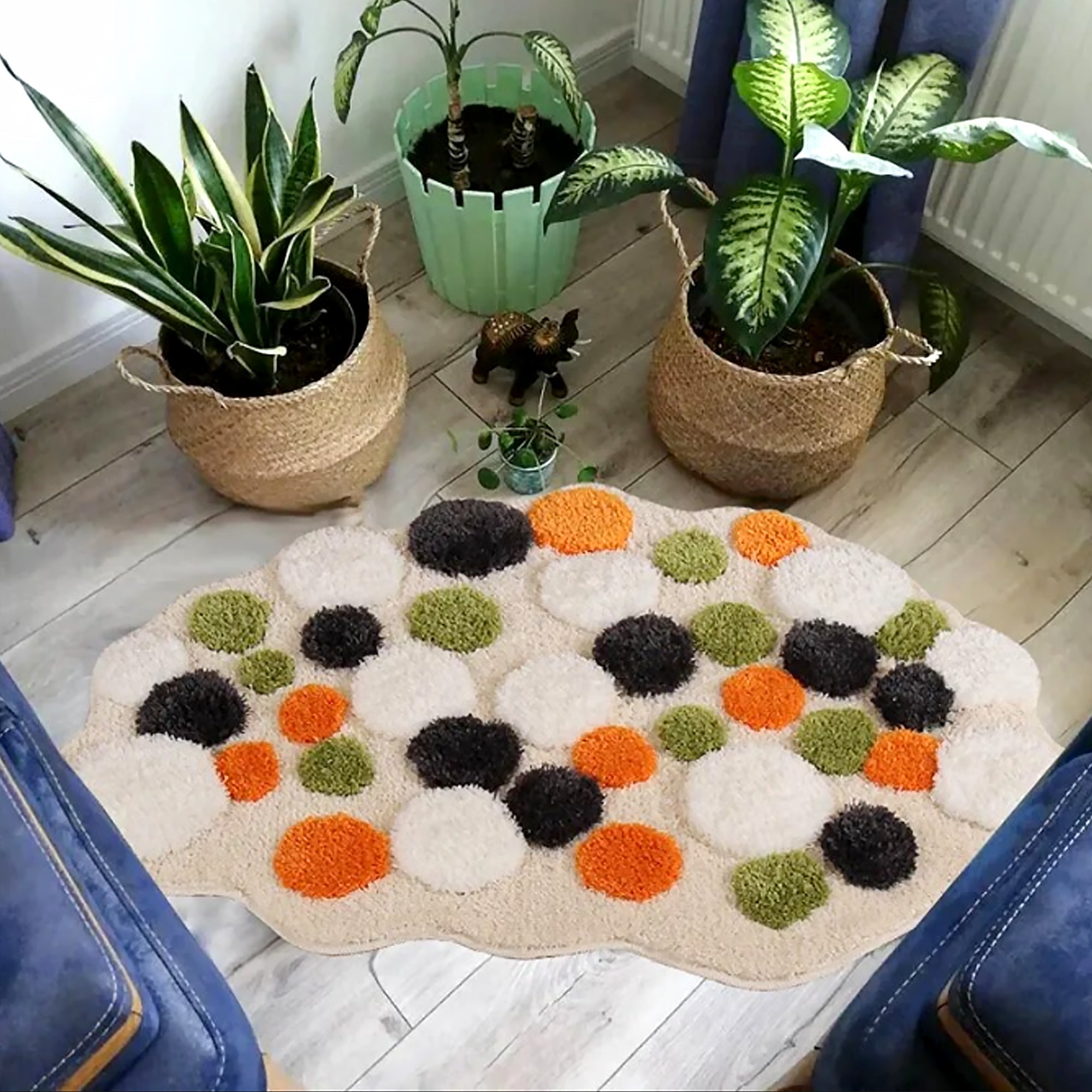Colorful Moss Rug - Tufted Polyester Mat 2x3ft