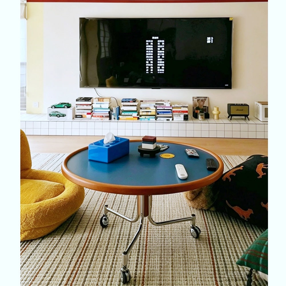 movable round coffee table for modern lounge area