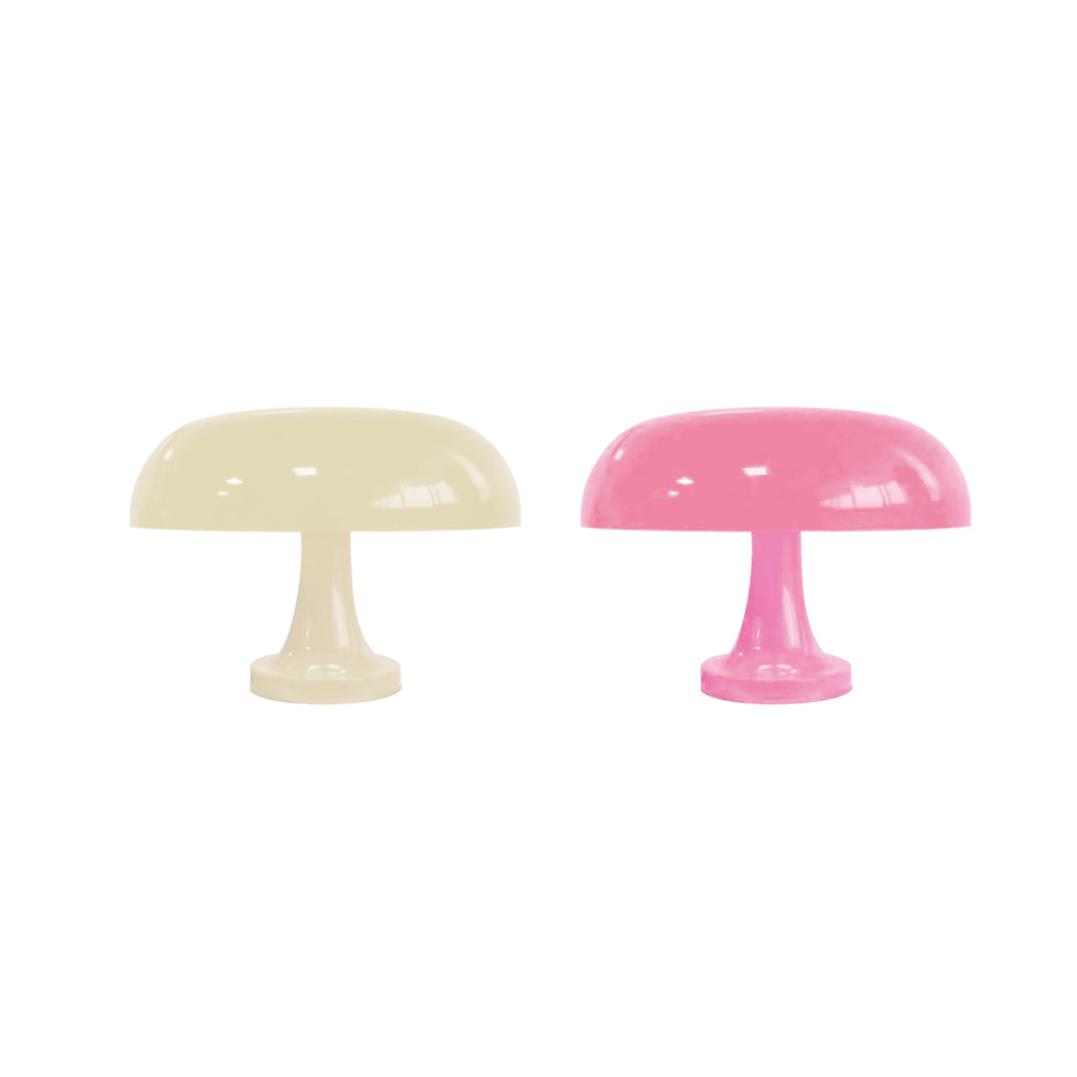Mushroom Table Lamp – Wide Cream Pink Soft Glow Fixture