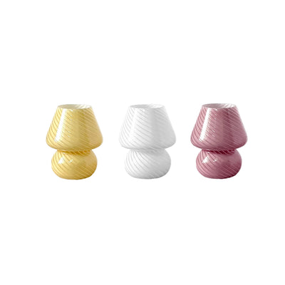 Glass Mushroom Lamp - Striped Table Light With Knob Switch