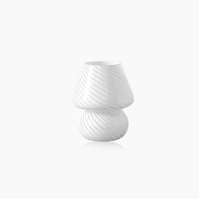 Glass Mushroom Lamp - Striped Table Light With Knob Switch