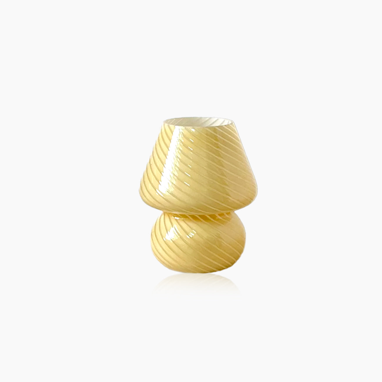 Glass Mushroom Lamp - Striped Table Light With Knob Switch