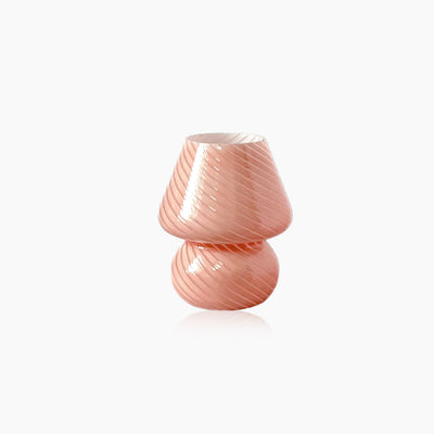 Glass Mushroom Lamp - Striped Table Light With Knob Switch