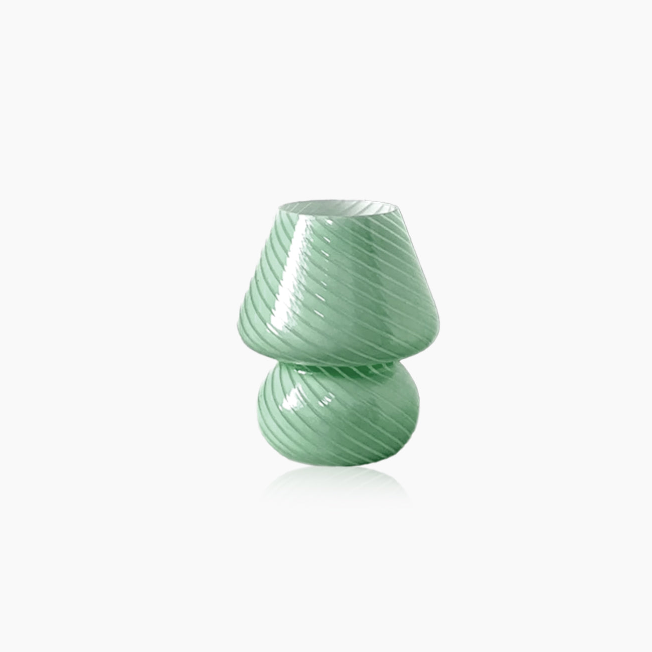 Glass Mushroom Lamp - Striped Table Light With Knob Switch