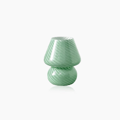 Glass Mushroom Lamp - Striped Table Light With Knob Switch