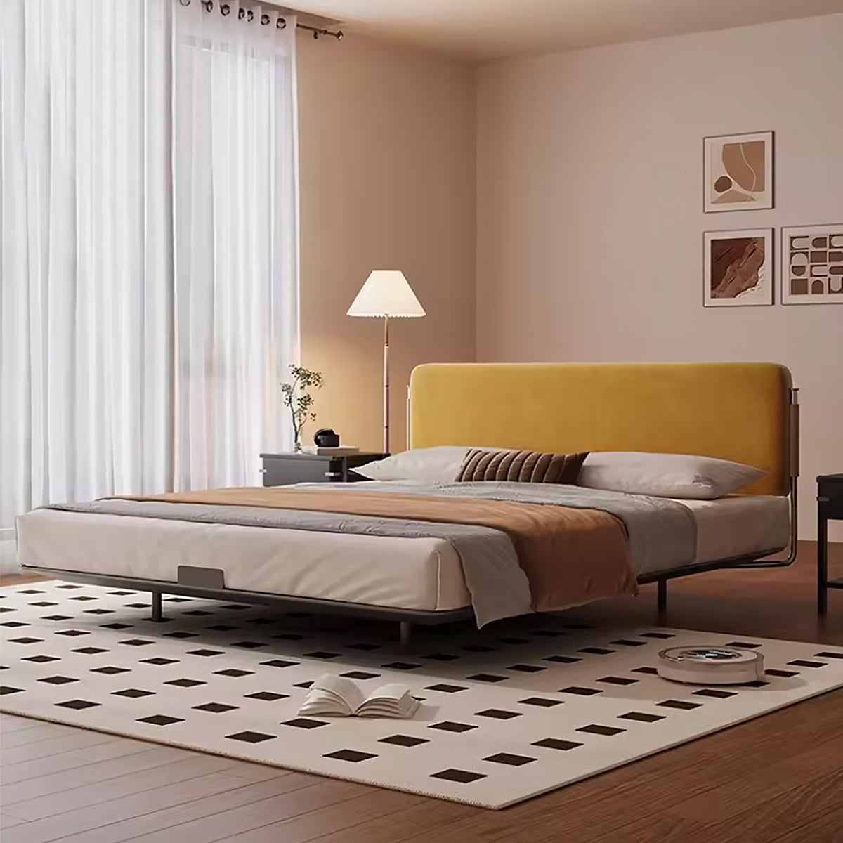 Stainless Steel Bed Frame - French Orange Headboard Industrial Design