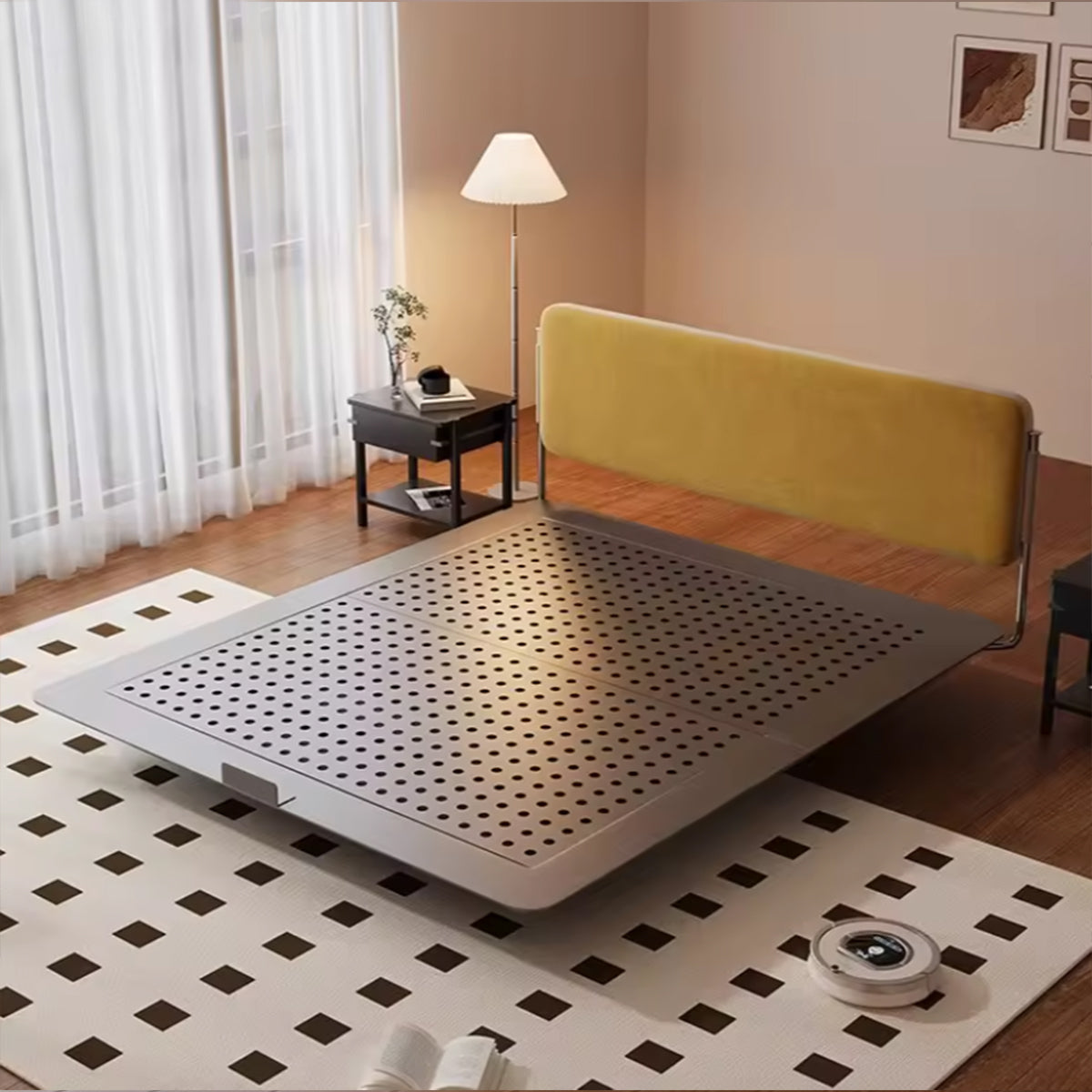 Stainless Steel Bed Frame - French Orange Headboard Industrial Design