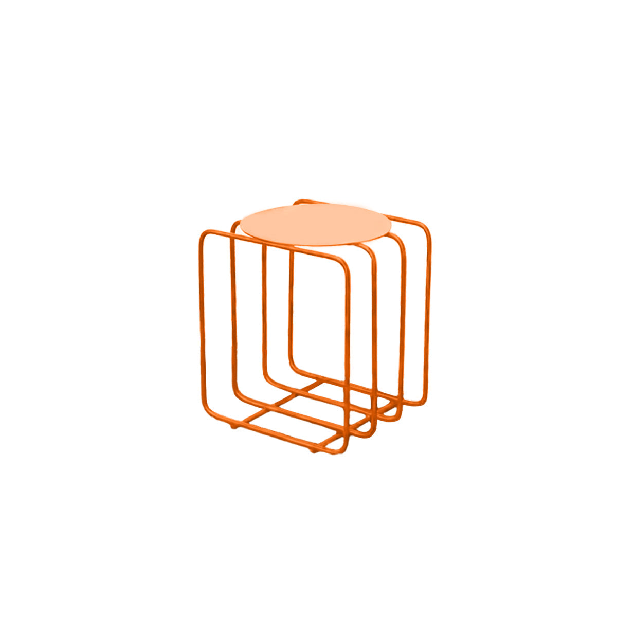 Round Metal Side Table – Wire Frame Rack, Modern Minimalist Accent