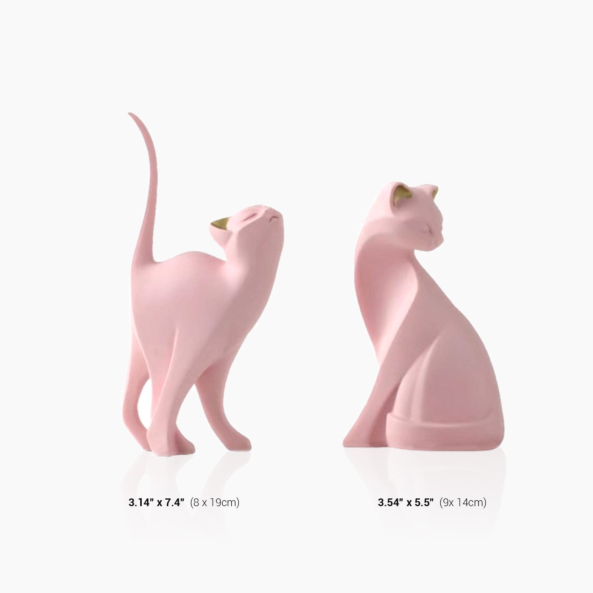 Pink Cat Sculpture - Resin Cat Figurine Decor