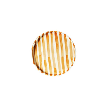 Ceramic Striped Plate – Brush Touch Art Design