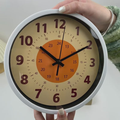Modern 8” Orange Wall Clock – Minimalist Silent Quartz Clock