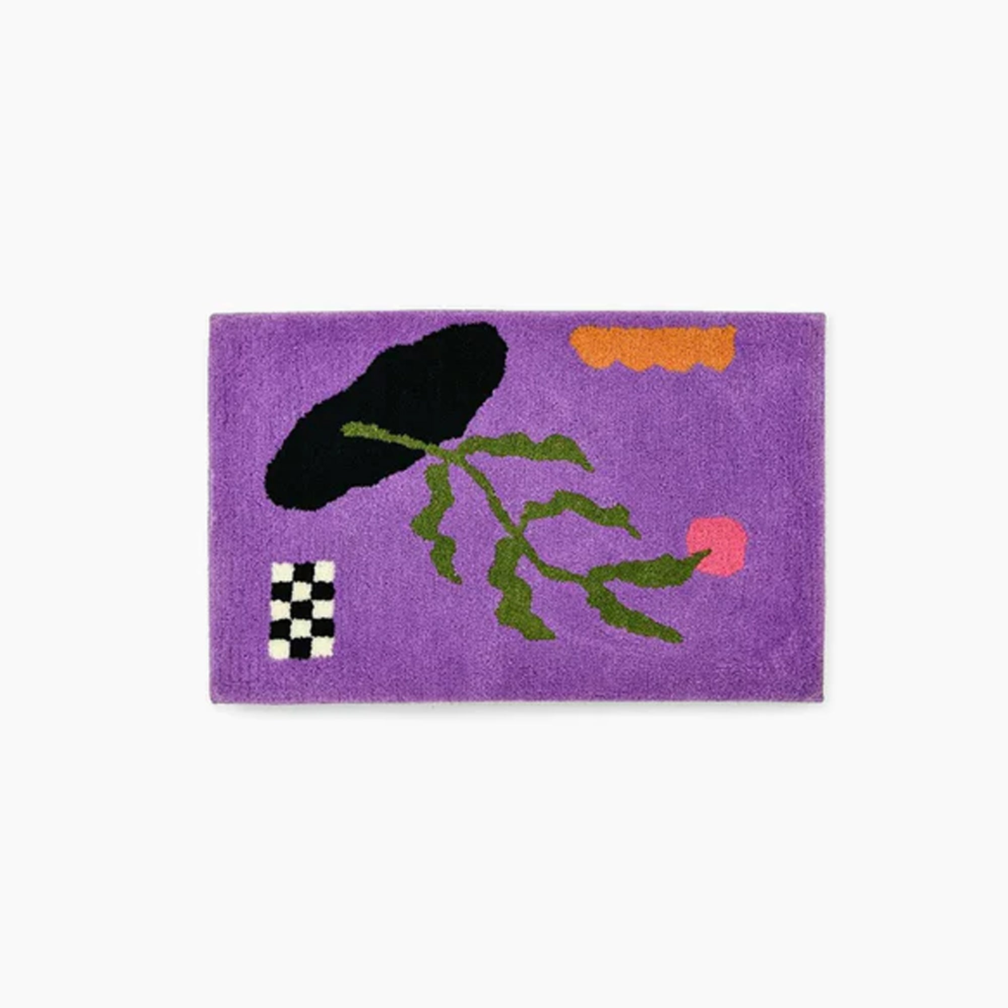 Purple Hand-Crafted Rug – Abstract Bamboo Polyester