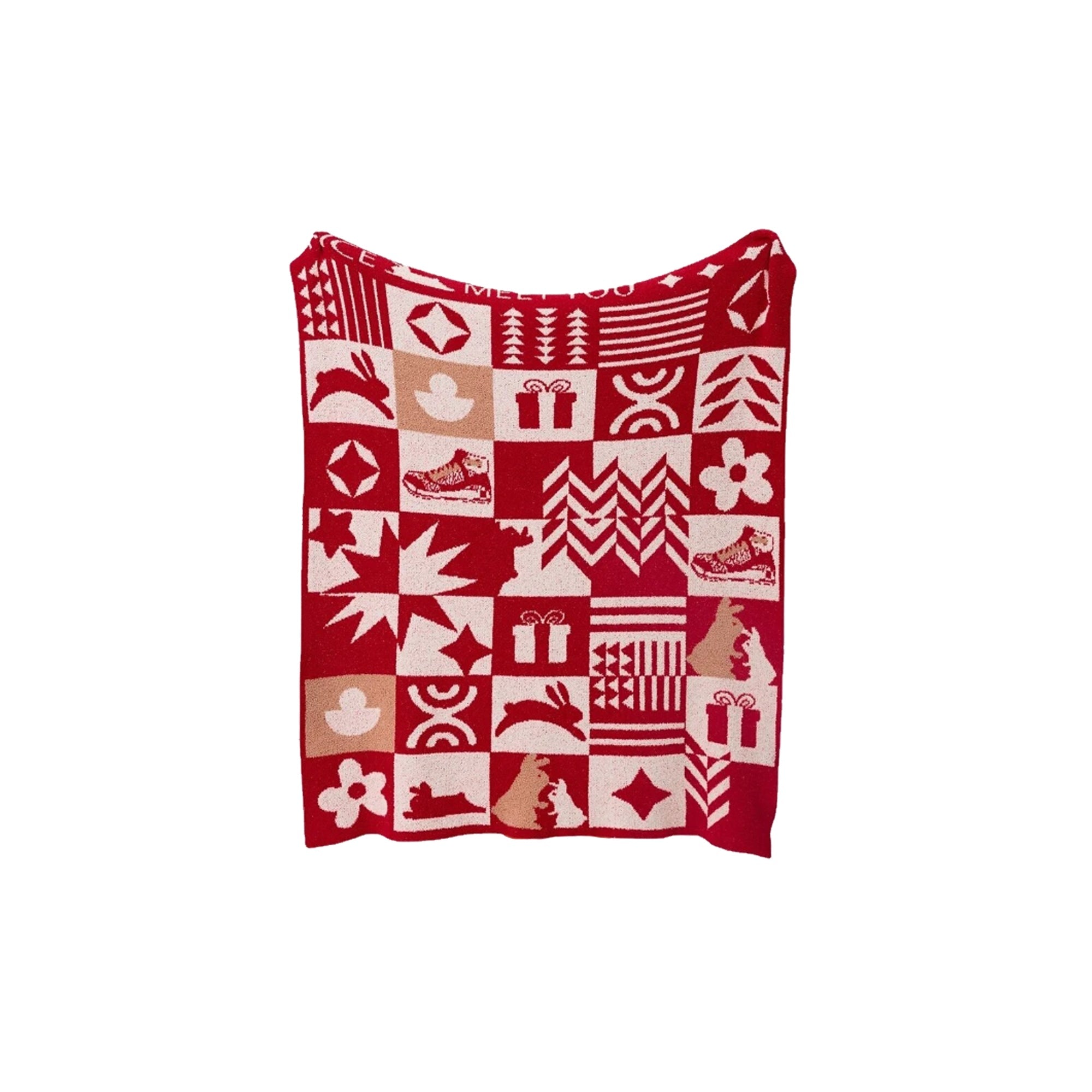 Knitted Throw Blanket – Cozy Holiday Throw, Soft Polyester Knit