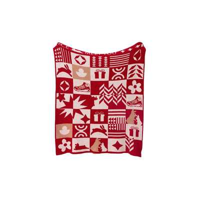 Knitted Throw Blanket – Cozy Holiday Throw, Soft Polyester Knit