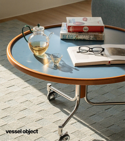 round wood coffee table with stainless steel base