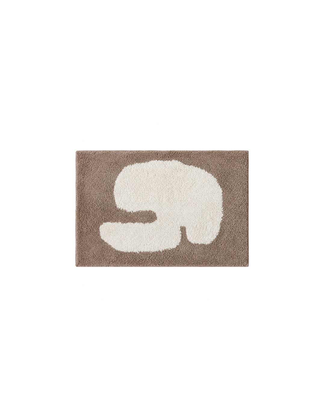 elephant shape tufted rug - soft anti-slip nursery floor mat in taupe brown - front view product photo