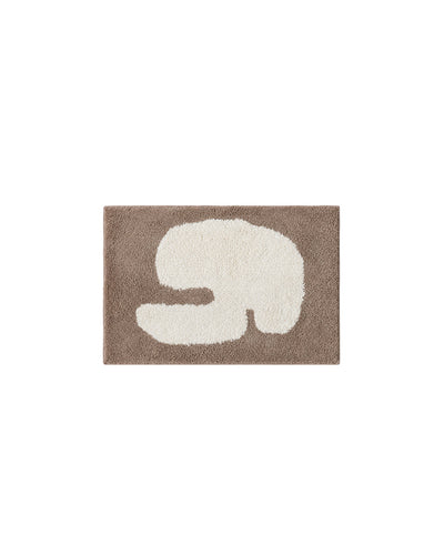 elephant shape tufted rug - soft anti-slip nursery floor mat in taupe brown - front view product photo