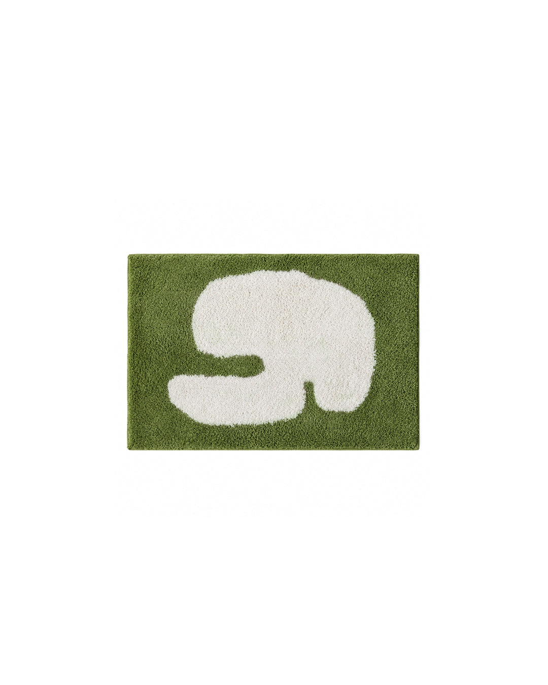 elephant shape tufted rug - soft anti-slip nursery floor mat in green - front view product photo