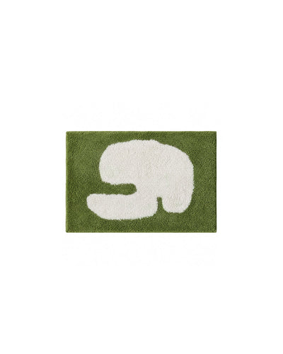 elephant shape tufted rug - soft anti-slip nursery floor mat in green - front view product photo