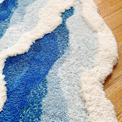 Japanese Tufted Rug - Blue Sea Wave Design Mat